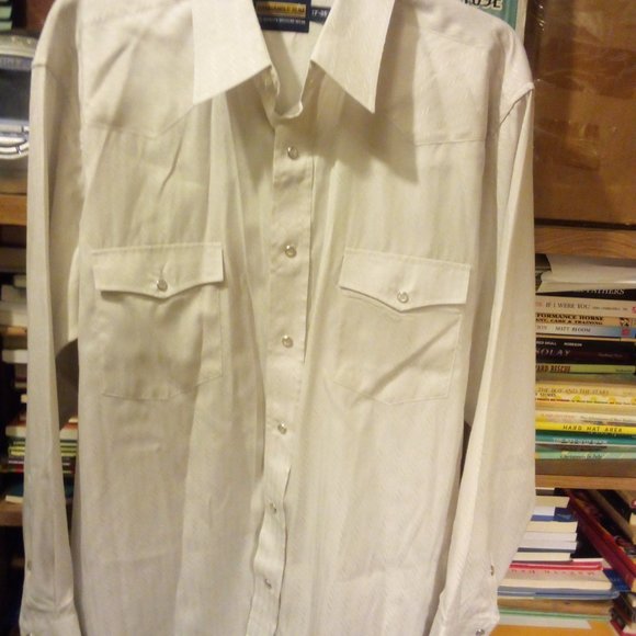 2 WESTERN DRESS SHIRTS- WRANGLER MADE IN USA SZ 17X35/ PANHANDLE SLIM SZ 17X35 - Picture 5 of 9